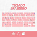 Teclado Sem Fio Bluetooth Recarregável Com Mouse - ROSA