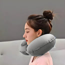 Travesseiro Almofada de Pescoço Inflável e Portátil - CINZA