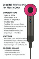 Secador Cabelos 1600w Íon Plus 3 Temp E Frio 110v