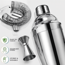 Kit Coqueteleira Profissional em Aço Inox com Suporte 12 Peç